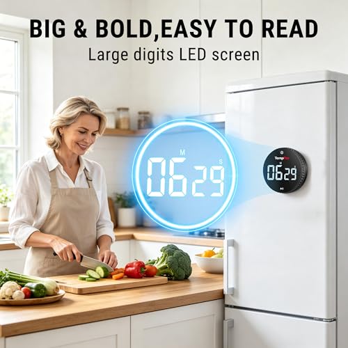Magnetic Kitchen Timers for Cooking (Digital Timer with Knob)