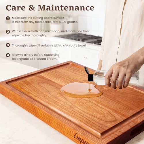 Thick Wooden Cherry Cutting Board with Handle (Cherry Wood)