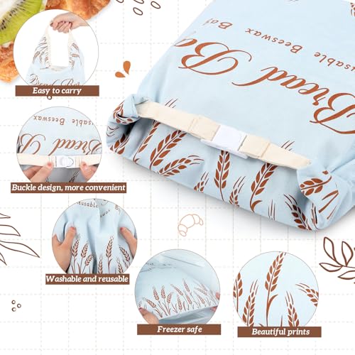 Beeswax Bread Bags for Sourdough Reusable Cotton Bread Storage Bags 13” x 17” Large Container Accessories for Homemade Loaf Keep Fresh Food Storage Gifts