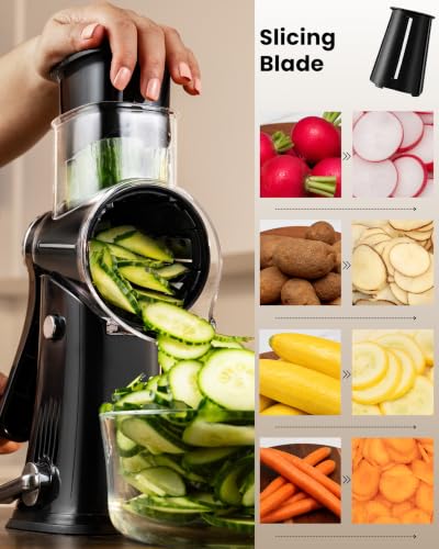 Rotary Cheese Grater 5 Blade With Reinforced Suction Base