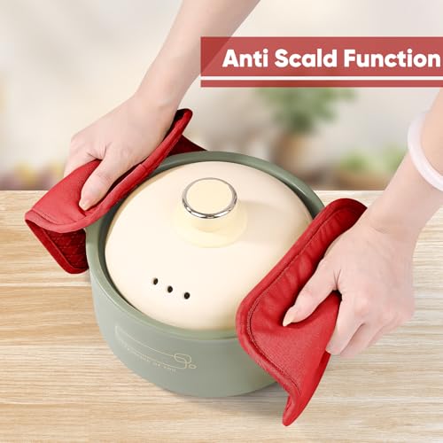 Silicone Oven Mitts Pot Holder Kitchen (Red)