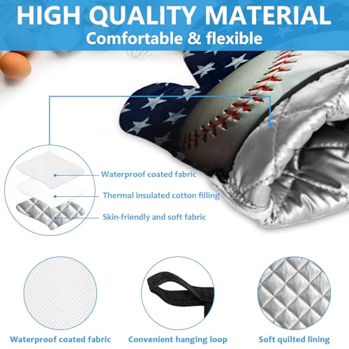 Oven Mitts and Pot Holders Sets Heat Resistant 4Pcs Potholders Oven Gloves Hot Pads for Kitchen Baking Cooking Grilling BBQ