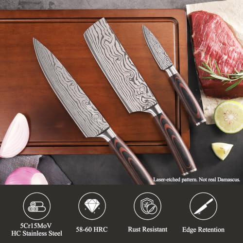Kithcen Knife Set Chef Knife Set with Pakkawood Handle
