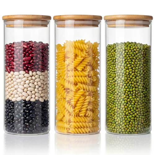 Round Glass Food Storage Containers with Airtight Bamboo Lids