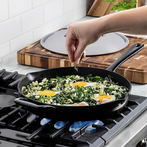 Enameled Cast Iron 12" Skillet with Stainless Steel Lid (12" Skillet with Lid / Skillet W/ Lid)