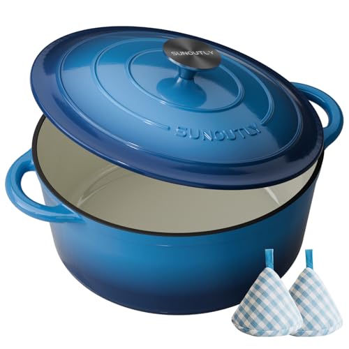 Enameled Cast Iron Dutch Oven (Cooking Pot / Navy blue / 7.5QT)