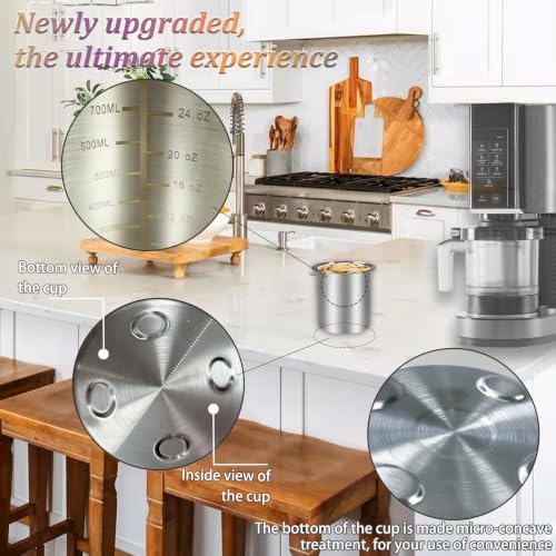 Stainless Steel Pint Containers & Lids Compatible with Ninja Creami ice Cream Maker NC500