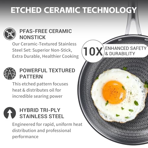 17 Pcs Hybrid Nonstick Stainless Steel Cookware Set
