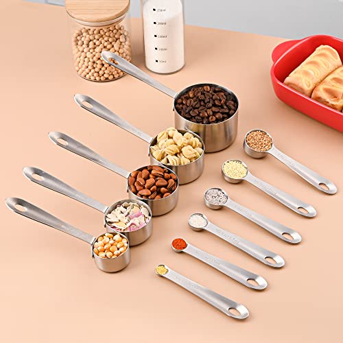 Measuring Cups and Spoons Set 11 (B: 5cups+6spoons / Siliver)