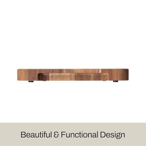 End Grain Acacia Wood Cutting Board with Juice Groove (Brown / 19"L x 14"W)