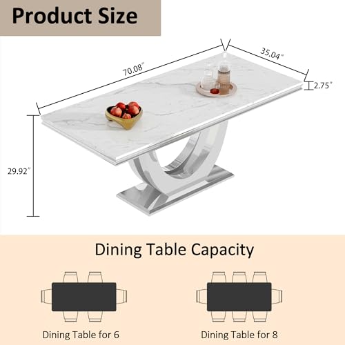Marble Dining Table Set for 6