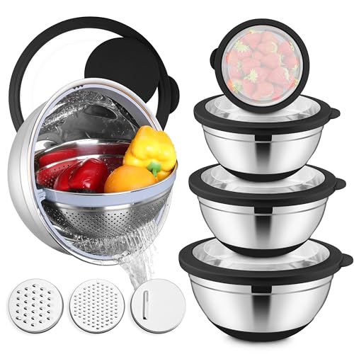 Stainless Steel Mixing Bowls with Lids Set of 6