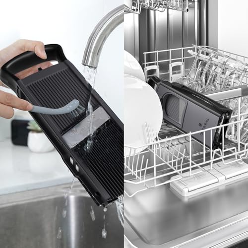 Safe Mandoline Slicer Plus with Peeler (Black/Gray)