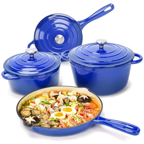 Enameled Cast Iron Cookware Set (Cobalt Blue)