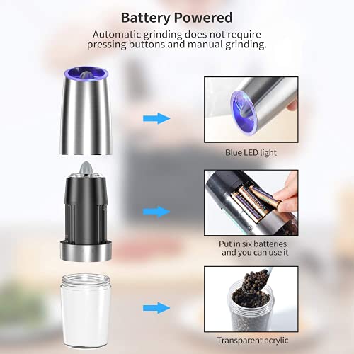 Electric Gravity Salt and Pepper Grinder set of 2