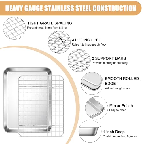 19.8/17.6/16/12.5/10.5/9 Inch Baking Sheet with Rack Set