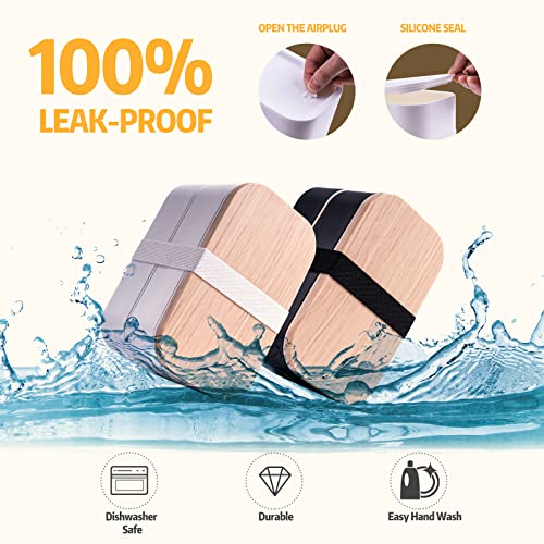 Japanese Bento Box with Bag Leakproof Lunch Box with Utensils Stackable Food Containers Includes Sauce Container 54OZ