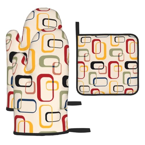 Oven Mitts and Pot Holders Sets of 3 Kitchen Hot Pads Oven Gloves for Cooking Grilling Baking