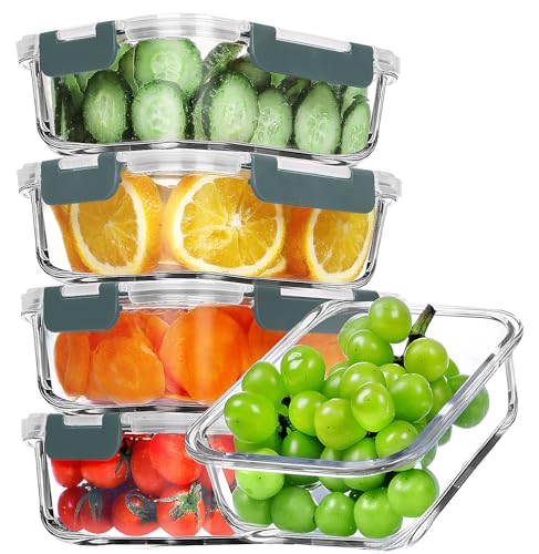 5 Pack 36 OZ Glass Meal Prep Containers