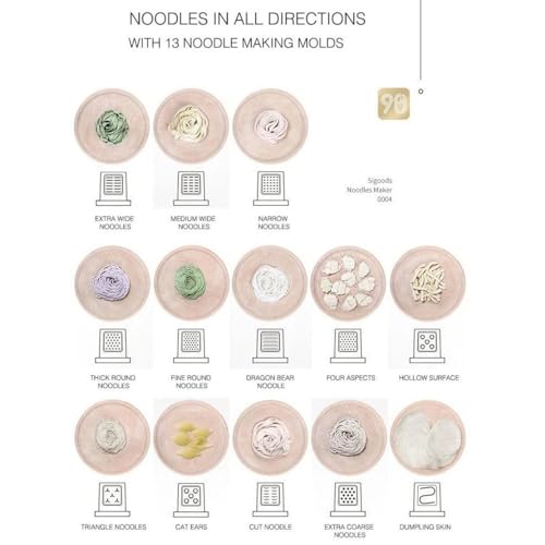 Electric Home Pasta Machine 260W Fully Automatic Noodle Pasta Maker Making Machine Pasta Extruder with 13 Noodle Molds