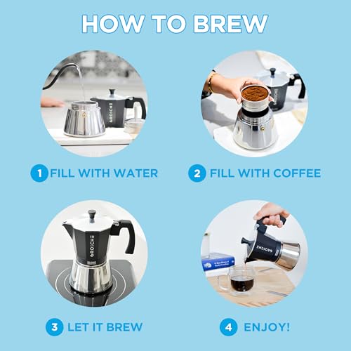 Milano Induction Stovetop Espresso Maker Moka Pot 9 Cup (9 espresso cups / Induction, Black)