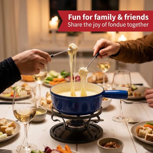Cast Iron Cheese Fondue Pot Set