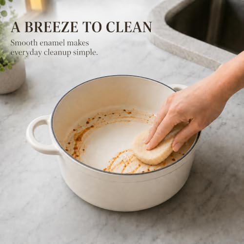 5.5QT Enameled Cast Iron Dutch Oven for Sourdough Bread White (Cream White / 5.5QT)
