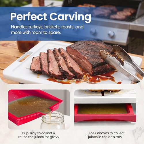Extra Large Cutting Board with Juice Groove (Red / 20.3"L x 13"W)