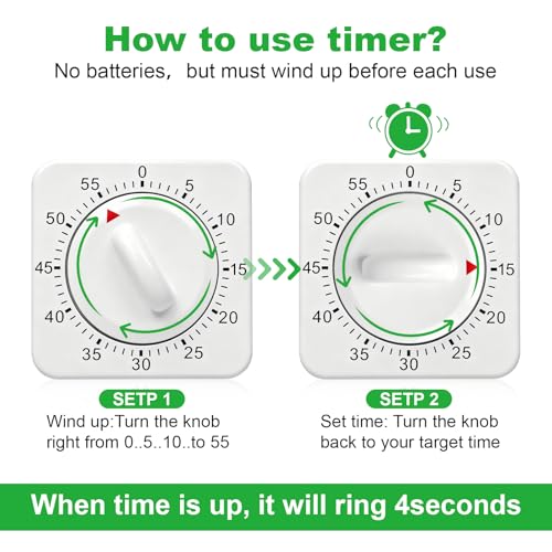 60 Minute Mechanical Kitchen Timer (White)