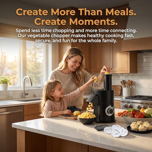7 In 1 Vegetable Chopper Electric Veggie Onion French Fry Cutter Garlic Mincer Potato Slicer Food Vegetable Dicer Cheese Grater Carrot Shredder Kitchen Gadgets Essentials House Warming Gifts New Home (Black)