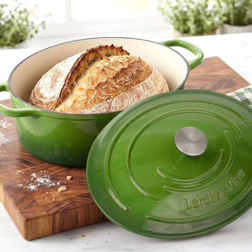 8 qt Oval Enameled Cast Iron Dutch Oven Pot (Okra / 8 QT)