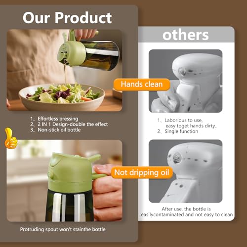 Olive Oil Dispenser and Oil Sprayer (Green / 1 Pack)