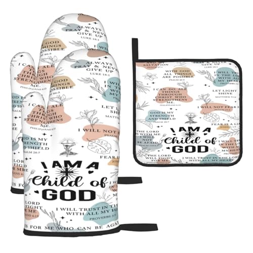 Cute Oven Mitts and Pot Holders Sets of 3 Heat Resistant Oven Gloves