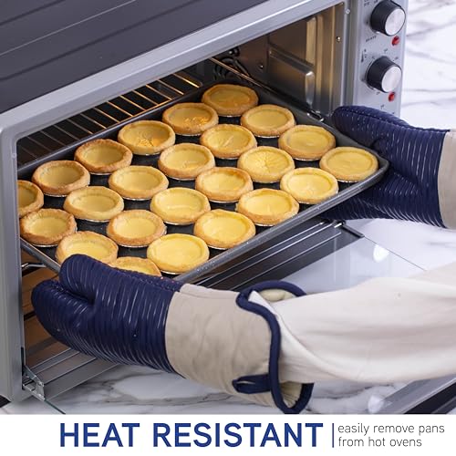 Silicone Oven Mitts (Navy / Material Mitt Set)