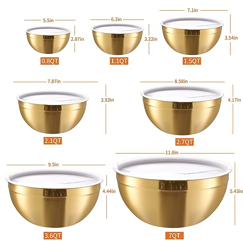 Gold Mixing Bowls with Airtight Lids (Gold / 7 Pieces)