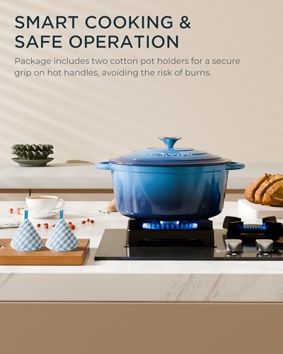 Enameled Cast Iron Dutch Oven (Cooking Pot / Navy blue / 7.5QT)