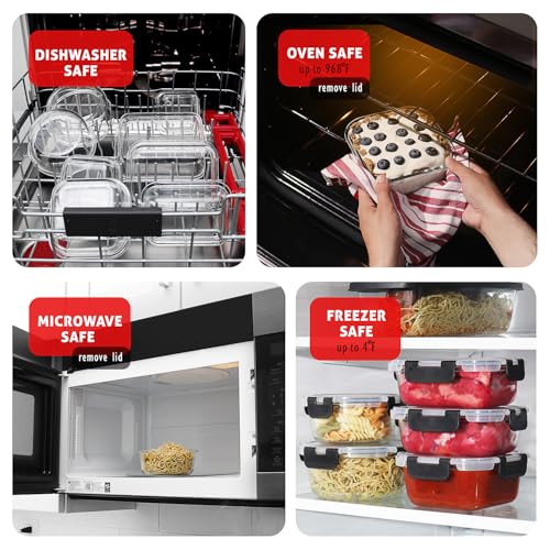 48pc Glass Storage Containers with Lids (Jet Black / 24 Pack)