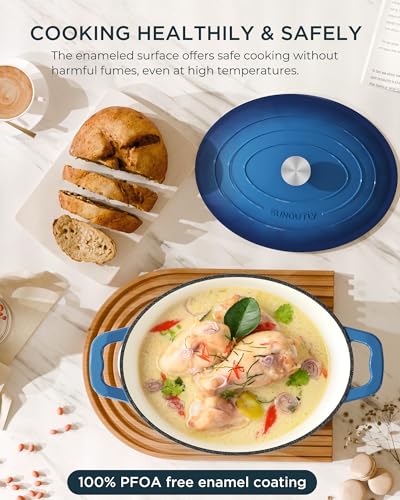 Enameled Cast Iron Dutch Oven (Cooking Pot / Navy blue / 9.3QT)