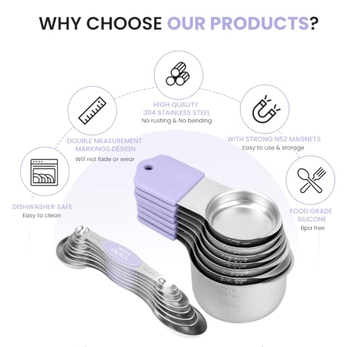 Magnetic Measuring Cups and Spoons Set (Lavender)