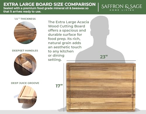Saffron & Sage Large Wood Cutting Board (16"L x 12"W)