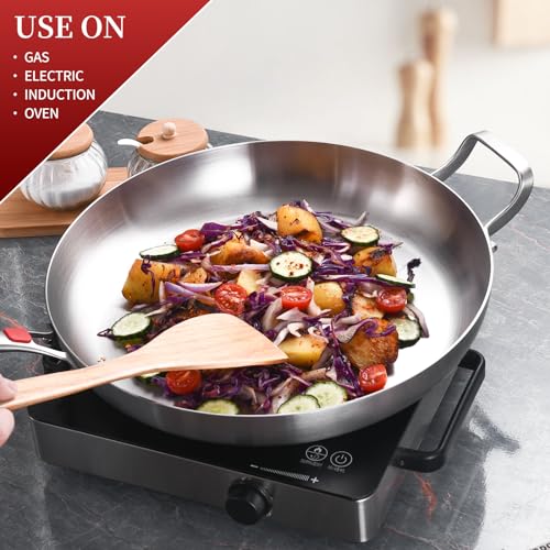 Tri Ply Stainless Steel Frying Pan with Lid