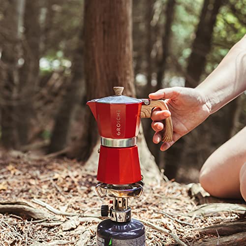 Milano Stovetop Espresso Maker Moka Pot 3 espresso Cup (3 espresso cups / Red)