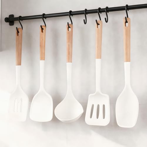 Silicone Cooking Utensils Set 5 Pcs Large Non (Large 5-Piece Set / White)