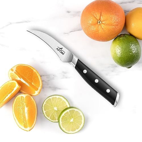 Forged German Stainless Steel Curved Paring Knife (Silver/Black / 3-Inch Curved Pairing Knife)