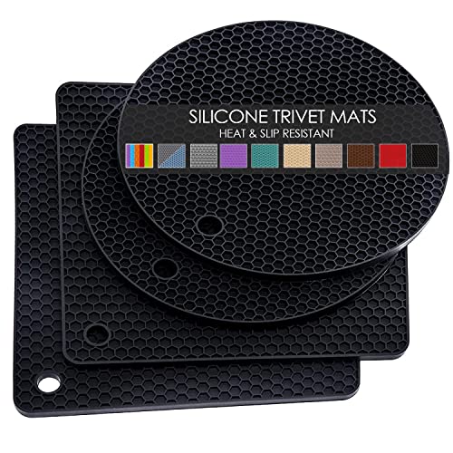 Silicone Trivet Mats Microwave Mat Pot Holders for Hot Pan and Pot Pads. Heat Resistant Counter Mats for Tables