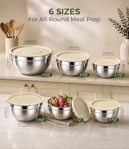 Stainless Steel Mixing Bowls (Beige)