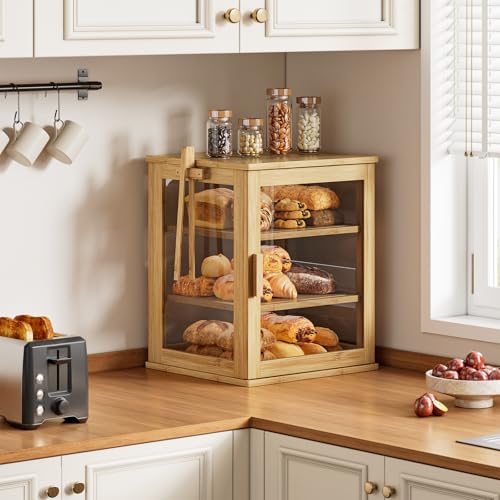 Bread Box for Kitchen Countertop (Natural / Extra Large)