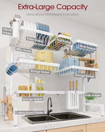 Dish Drying Rack Over The Sink (White / XX-Large (3 Tier))