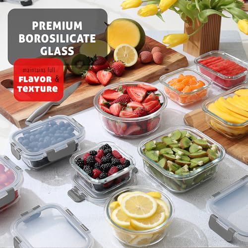 48pc Glass Storage Containers with Lids (Gray / 24 Pack)