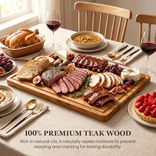 24x18 in Large Teak Cutting Board (24"L x 18"W)